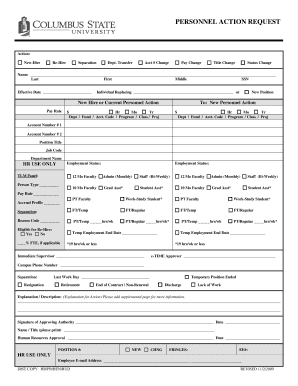 Personnel Action Request Form
