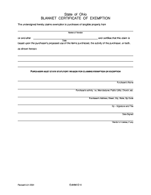 Ohio Blanket Certificate of Exemption