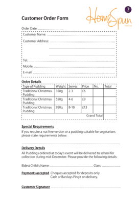 Customer Order Form
