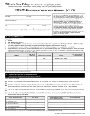 2013-2014 Independent Verification Worksheet