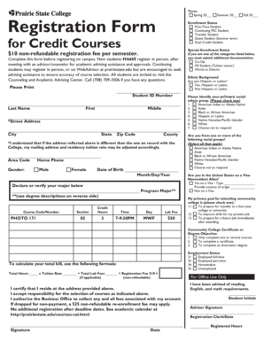 Prairie State College Registration Form