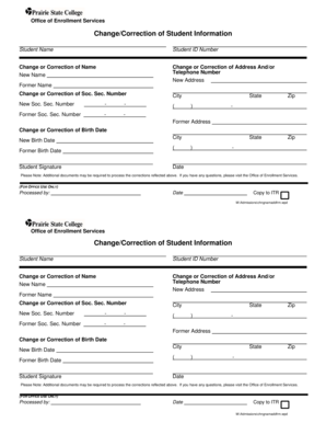 Change/Correction of Student Information