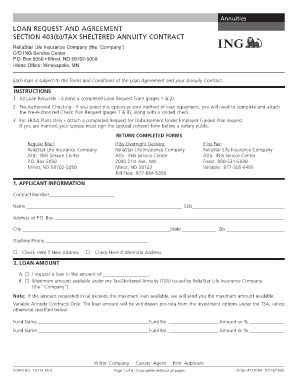 403(b) Tax-Sheltered Annuity Loan Request Form