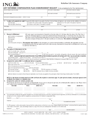 ReliaStar 457 Deferred Compensation Plan Disbursement Request