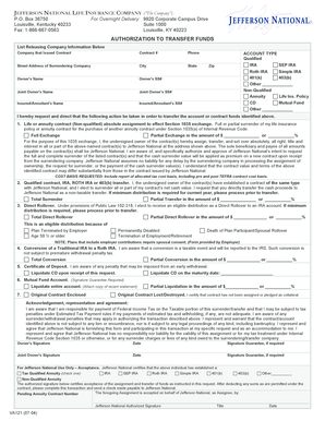 Authorization to Transfer Funds