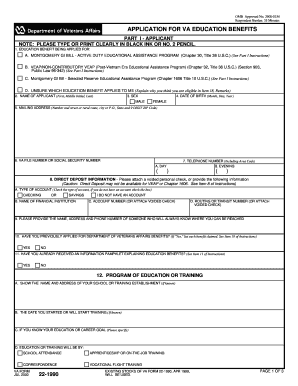 VA Form 22-1990 Application for Education Benefits
