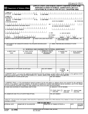 VA Form 22-1990t Application for Individualized Tutorial Assistance