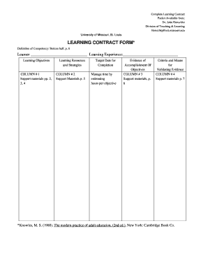 Learning Contract Form