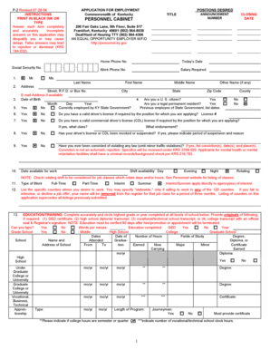 Kentucky Employment Application Form