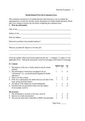 Health-Related Web Site Evaluation Form