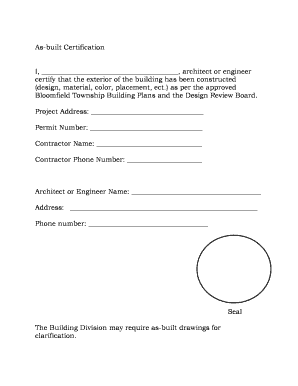 As-Built Certification Form