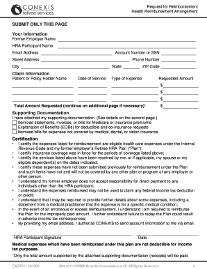 Request for Reimbursement Health Reimbursement Arrangement