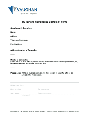 By-law and Compliance Complaint Form