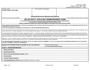 FCC Form 472 Billed Entity Applicant Reimbursement Form
