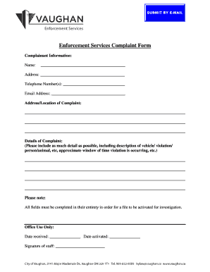 Enforcement Services Complaint Form
