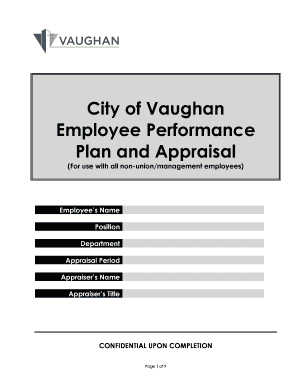 City of Vaughan Employee Performance Plan and Appraisal