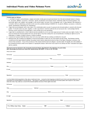 Individual Photo and Video Release Form