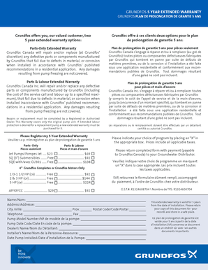 Grundfos 5 Year Extended Warranty