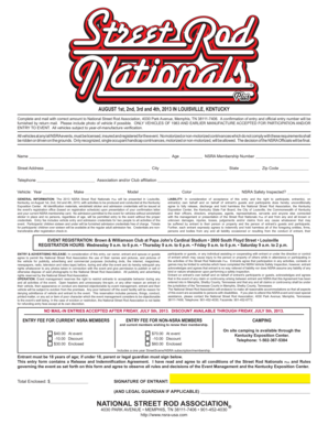 2013 NSRA Street Rod Nationals Plus Entry Form