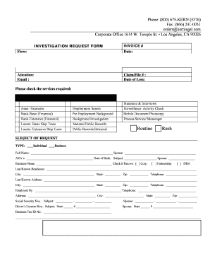 Investigation Request Form