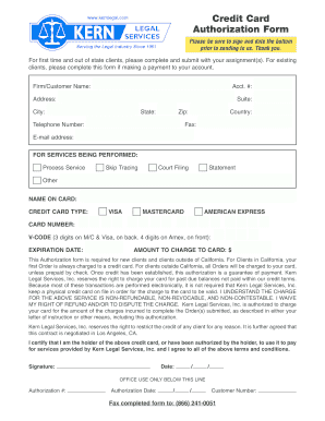 Credit Card Authorization Form