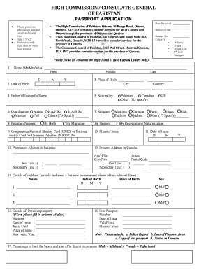 Pakistan Passport Application Form
