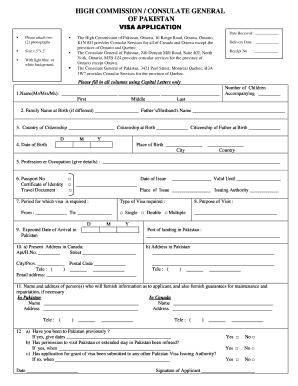 Pakistan Visa Application Form