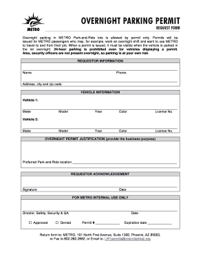 METRO Overnight Parking Permit Application