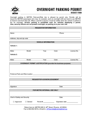 METRO Overnight Parking Permit Application