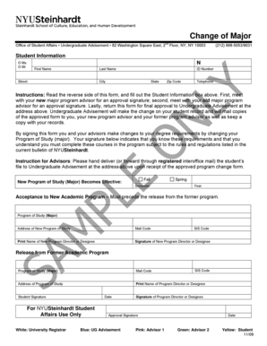 Change of Major Form