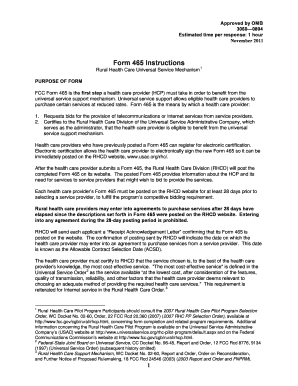 FCC Form 465 Rural Health Care Universal Service