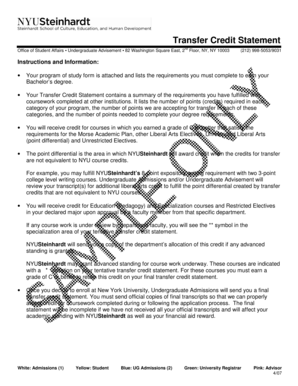 Transfer Credit Statement