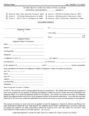 Citation Notice for Judgment Debtor
