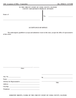 Acceptance of Office - Corporation