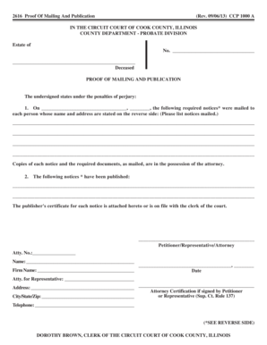 Proof of Mailing and Publication
