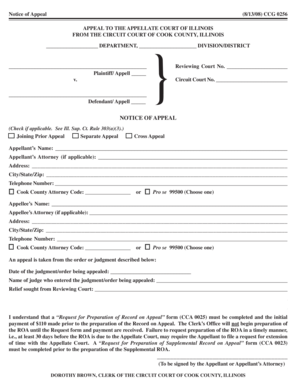 Illinois Notice of Appeal Form
