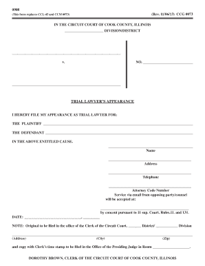 Trial Lawyer's Appearance Form