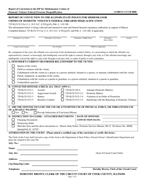 Report of Conviction to ISP for Misdemeanor Domestic Violence