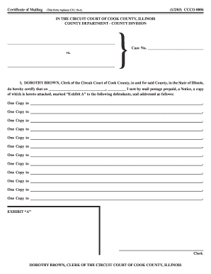Certificate of Mailing