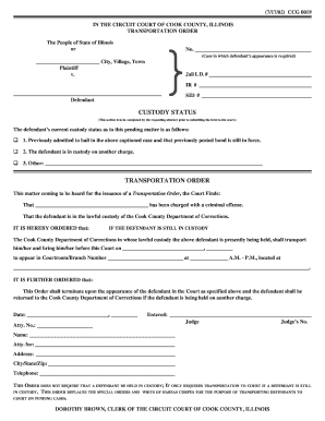 Cook County Transportation Order