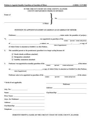 Petition to Appoint Standby Guardian as Guardian of Minor