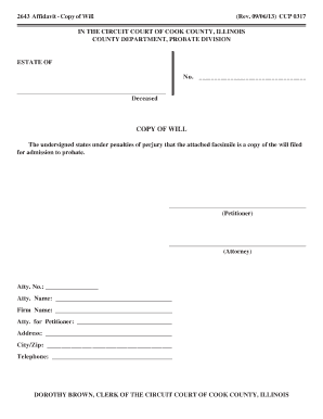 Affidavit Copy of Will