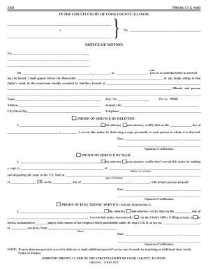 Cook County Notice of Motion