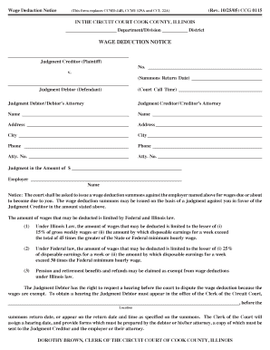 Wage Deduction Notice