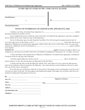 Notice of Withdrawal of Limited Scope Appearance