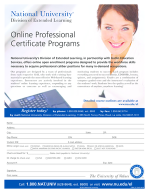 National University Online Professional Certificate Program Registration Form