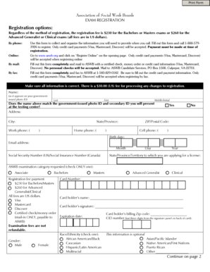 ASWB Exam Registration Form