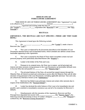 Deed in Lieu of Foreclosure Agreement