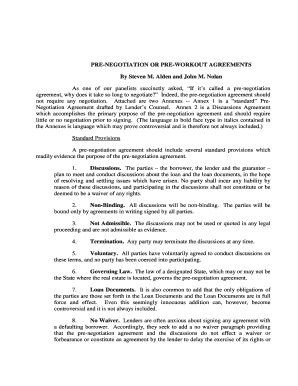 PRE-NEGOTIATION OR PRE-WORKOUT AGREEMENTS bb - ALI CLE - files ali-aba