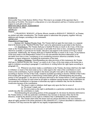 FORM #18 Irrevocable Trust. Code Section 2642(c) Trust. This trust ... - files ali-aba